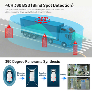 Sistema de cámara y <span class=keywords><strong>monitor</strong></span> inalámbrico para vehículos 12-24V 360 Cámaras para vehículos con detección Sistema de detección de punto ciego Universal - Product Image 4