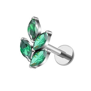 Droit Grand Ti-6AL4V-ELi ASTM F-136 IMPLANT GRADE Titane 16G Marquise CZ Feuille Top Ends <span class=keywords><strong>Oreille</strong></span> <span class=keywords><strong>Piercing</strong></span> Bijoux - Product Image 2