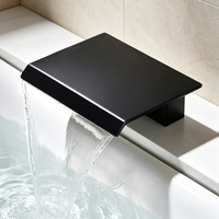 Robinet de baignoire carré noir mat HONGDEC, robinet de baignoire à montage sur pont, sortie d'eau à large débit, robinet de salle de bain