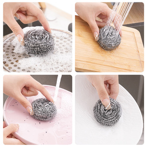 Stainless Steel Wire Scouring Pad Round Heavy Duty Kitchen Dishwashing Pot Scrubbing Ball Large Size - Product Image 2