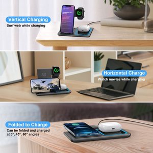 Fusucte เครื่องชาร์จไร้สายแบบพกพาพับได้3 in 1 megnetic 10W 15W สำหรับ iPhone <span class=keywords><strong>Apple</strong></span> Watch Samsung - Product Image 5