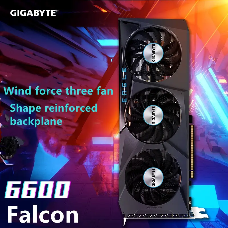 Berlaku untuk GB AMD Radeon RX 6600 Eagle, Kartu Grafis Independen Komputer Pembelajaran Cerdas Desain Video Game 8G