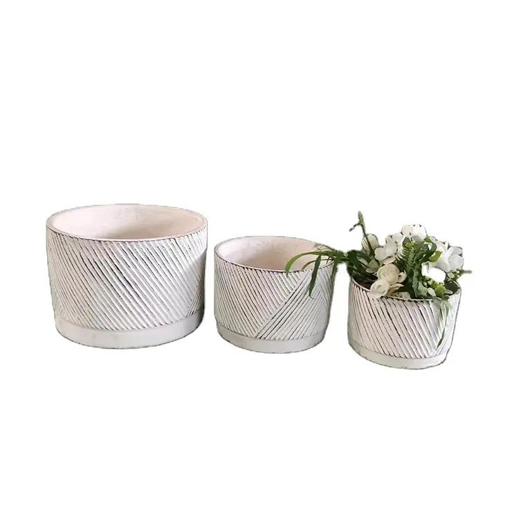 屋外用の大きな鉢白いLED植木鉢 & プランターカセットフィオリエール繊維粘土