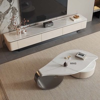 Meubles de salon, table basse moderne en bois massif durable, design unique en forme de feuille, avec tiroir
