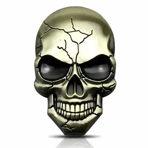 Metal Crafts 3D Metal Car Logo Metal Body Grill Sticker Ghost Head Car Stickers Esqueleto Emblema Skull Car Sticker