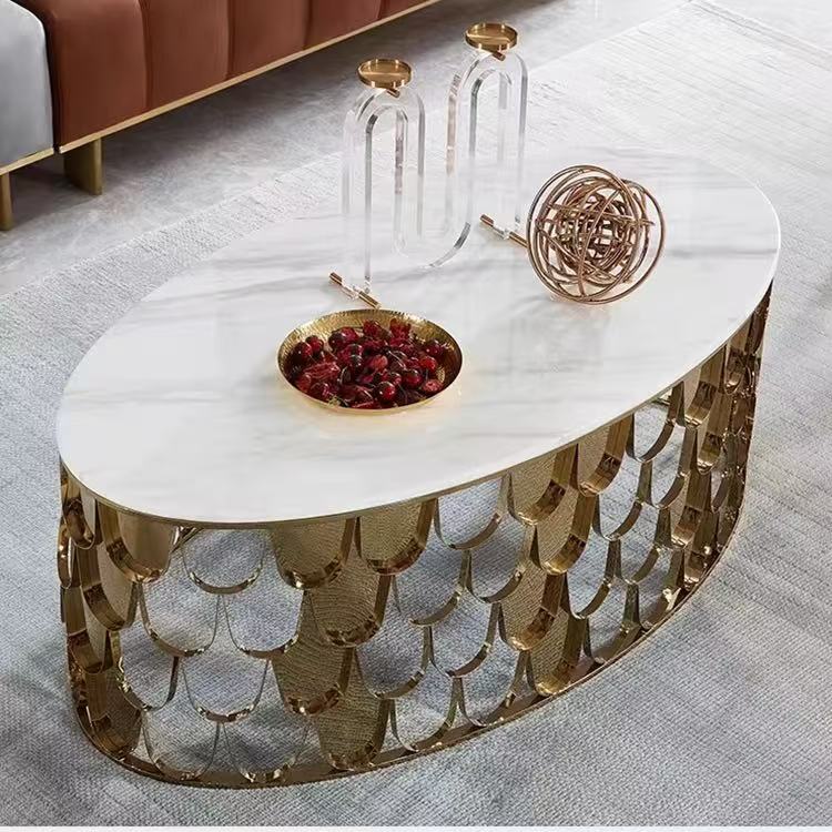 White marble+gold(oval)