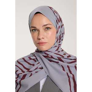 Pure Tone <b>Scarf</b> Square 100% Polyester Printed Hand Drawn <b>Silver</b> Burgundy V Shape - Product Image 2