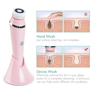 Brosse nettoyante exfoliante pour le visage en silicone imperméable, kit spa, brosse nettoyante pour la peau du visage avec base - Product Image 3