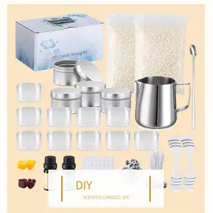 Fabrik Großhandel DIY Sojawachs-Kerzenherstellungs-Kit Set super einfach handgefertigt duftend bienenwachs DIY-Kerzen-Set mit Glas