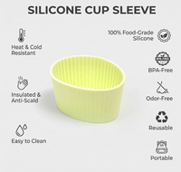 Manchon de tasse en silicone portable, haute élasticité, non toxique, inodore, imperméable, ajustement parfait, anti-chute, pour boissons chaudes - Utilisation toutes saisons
