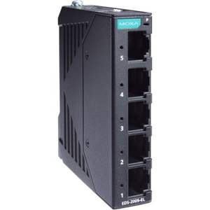 Moxa EDS-2005-EL-T Switch Ethernet No Administrado de 5 Puertos, 5 Puertos RJ45 de 100Mbps, Alimentación de 24V, Protocolo IEEE 802.3, Montaje en Riel DIN, Industrial - Product Image 1