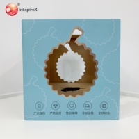Ecologische, biologisch afbreekbare, op maat gemaakte dozen met vlak ontwerp en hard gegolfd karton voor fruit (durian) cadeauverpakkingen, voedselveilig.