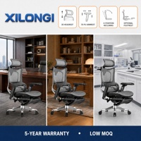 Chaise pivotante ergonomique contemporaine en maille, base en acier, pieds chromés, hauteur réglable, accoudoirs réglables 7D