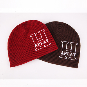 Personnalisé 100% Acrylique Hiver Crâne Cap Brodé Walf Checks Beanie Personnalisé <span class=keywords><strong>Tricot</strong></span> Casquettes Logo Chapeaux - Product Image 1