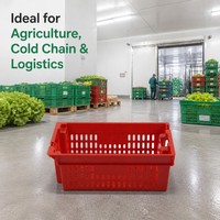 Caisses et conteneurs en plastique empilables et emboîtables en maille ventilée pour la logistique de transformation alimentaire, stockage écologique
