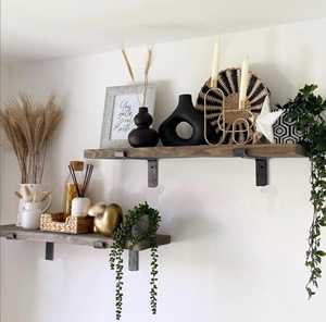 High Grade Solid Wood Floating Wine Shelf Rustic Industrial Farmhouse Decor Flat Iron L Brackets for Wall Signs Wood Crafts