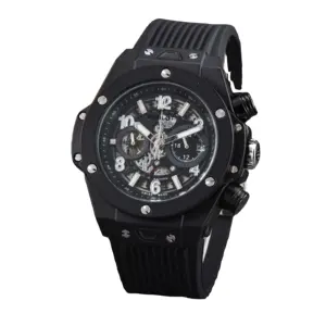 Relógio de quartzo com pulseira de silicone esportiva unisex fashion com cinco agulhas e calendário novo