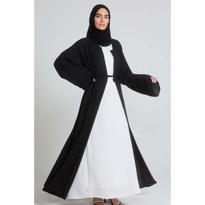 <span class=keywords><strong>Abaya</strong></span> ouverte noire pour femmes musulmanes Design personnalisé Double Chiffon Thawb <span class=keywords><strong>Chic</strong></span> Modest <span class=keywords><strong>Kimono</strong></span> Dress Jubba - Product Image 5