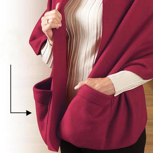 Écharpe longue <span class=keywords><strong>en</strong></span> <span class=keywords><strong>polaire</strong></span> <span class=keywords><strong>polaire</strong></span> d'hiver avec poche, <span class=keywords><strong>cape</strong></span> à capuche thermique, couleur unie, épaissie, surdimensionnée, châle unisexe, confortable - Product Image 4