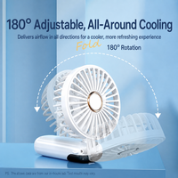 Nouveau ventilateur portatif pliable, mini ventilateur de bureau, petit ventilateur portable avec affichage numérique pour le bureau et les étudiants