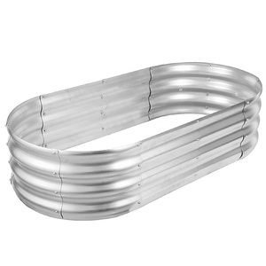 Fioriere da <span class=keywords><strong>Giardino</strong></span> <span class=keywords><strong>Ovali</strong></span> in Acciaio Zincato per Ortaggi e Fiori, Vasi Rialzati in Metallo per Esterni - Product Image 1
