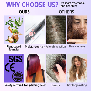 Colorant capillaire brillant en crème Joynna Grey No Pdd Rouge Faible Teneur en Amoniaque Vert Ambre Ginseng Henna Thé au Lait Vin Plastique - Product Image 3