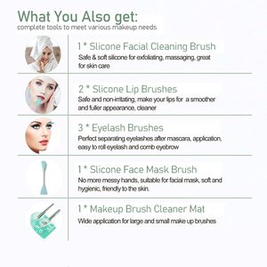 Kit de 25 outils de beauté personnalisables verts pour débutants, éponge de mélange, <span class=keywords><strong>blush</strong></span>, mascara, fard à paupières, poudre, ensemble de maquillage en fibres synthétiques - Product Image 6