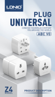 Adaptateur de voyage universel LDNIO Z4, prise d'échange portable, 6A, pour Royaume-Uni, États-Unis, UE, AU, prise universelle