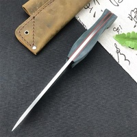 Couteau de Bushcraft en acier S30V, lame fixe, manche G10, couteau droit de survie, de camping, de chasse, d'extérieur, avec étui en cuir de vache, 22,9 cm