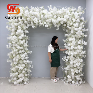 ซุ้มดอกไม้ทำจากผ้าไหมเทียมสีขาวทรงสี่เหลี่ยมพื้นหลังสำหรับงานแต่งงาน - Product Image 1