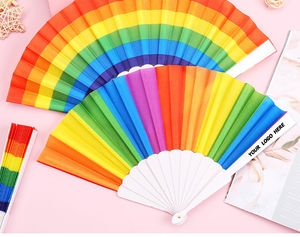 Abanicos Plegables Arcoíris para Niños - Abanico de Mano Portátil de Tela de 7 Pulgadas, Recuerdos para Fiestas y Accesorios de Baile - Product Image 1