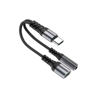 Câble court tressé personnalisé 2 en 1 avec adaptateur audio 3,5 mm et charge rapide PD double port Type C