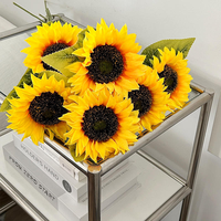 Bouquet de tournesols artificiels en soie, fausse floraison réaliste faite à la main, vente en gros, décoration intérieure, mariage, fête, Pâques, Noël, accessoires photo