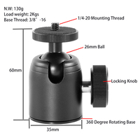 Adaptateur de griffe porte-accessoire à base filetée 1/4 pouce, rotatif à 360 degrés, rotule mini pour appareil photo reflex numérique, lumière LED, moniteur, trépied