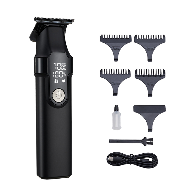 LED Display Stainless Steel Hair Trimmer USB Rechargeable Electric Beard Trimmer for Men with Outdoor Use