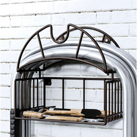 Support mural robuste noir à double niveau pour tuyau d'arrosage avec panier de rangement pour outils, idéal pour l'organisation de jardin et de garage