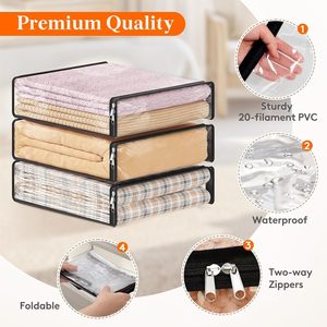 Lot de 6 sacs de rangement transparents en plastique avec fermeture éclair et poignée pour couettes, literie, vêtements, déménagement, rangement sous le lit - Product Image 5
