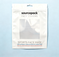 Pochette blanche personnalisée à fermeture éclair avec trou de suspension et fenêtre transparente, sac d'emballage en plastique refermable imprimé avec logo pour masque facial de sport