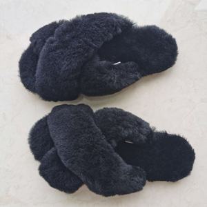 Chanclas clásicas de piel de oveja australiana auténtica para mujer, nueva moda, zapatillas cálidas de invierno de lana esponjosa con suela de EVA con punta abierta - Product Image 5