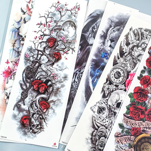 Tatuajes Temporales de <span class=keywords><strong>Manga</strong></span> Completa y Media <span class=keywords><strong>Manga</strong></span> para Hombres y Mujeres, Diseños de Calaveras, Rosas, Leones y Flores, Grandes, Impermeables, para Piernas y Cuerpo - Product Image 4