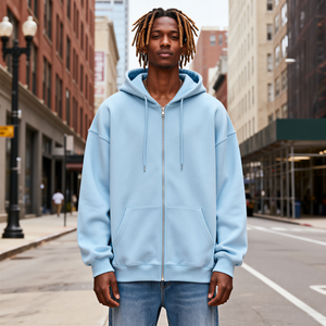 TKAN354 vente en gros de haute qualité hommes poids lourd brossé français éponge sweat à capuche zippé hiver 100% coton Logo personnalisé sweat à capuche zippé - Product Image 1