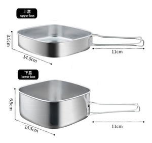 DFQD4 Boîte à lunch bento double couche en acier inoxydable 304 avec poignée pliable pour pique-nique et camping en extérieur - Product Image 4