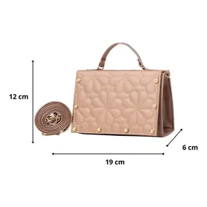 Bolso Bandolera Acolchado Color Oro Rosa para Mujer, Marca Gisela, 19x6x12 cm, Cuero Genuino, Asa Única, Impermeable, para Uso Diario - Product Image 1