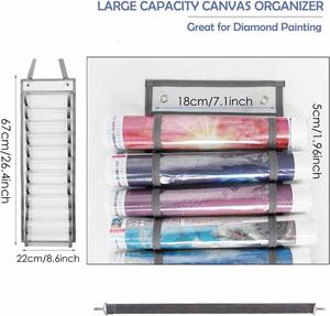 Support de rouleaux de vinyle à 12 compartiments, organisateur avec crochets de porte et sangle, en non-tissé, écologique, pliable, capacité personnalisable, fixation murale pour - Product Image 5