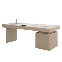 Bureau d'ordinateur Cokovo Commercial en pierre, style crème, moderne et simple, avec plateau en dalle de roche, pour le travail, le stockage, la beauté médicale et la consultation, garantie 3 ans