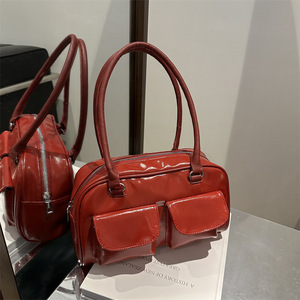 Spedizione gratuita borsa Tote retrò da donna nuova chiusura con cerniera di grande capacità alla moda fodera in poliestere impermeabile Versatile <span class=keywords><strong>rosso</strong></span> - Product Image 3
