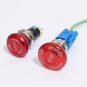 Interruptor de Control de Encendido/Apagado Rotatorio de Metal Rojo de 22 mm, Botón de Parada de Emergencia Impermeable - Product Image 2