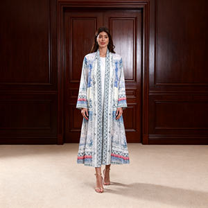 Abaya Elegante de Poliéster Premium con Pedrería Termoadhesiva para Mujeres Musulmanas, Vestido de Fiesta Personalizado al por Mayor - Product Image 1