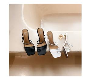 Sandali con Tacco Trasparente in Vera Pelle Bianca, Punta Aperta Quadrata, per Donne e Signore - Product Image 6