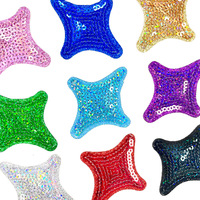 Patchs étoiles à quatre branches en sequins thermocollants 2 pouces, petits patchs étoiles brillants DIY pour femmes, filles, sacs à dos, chaussettes, chaussures